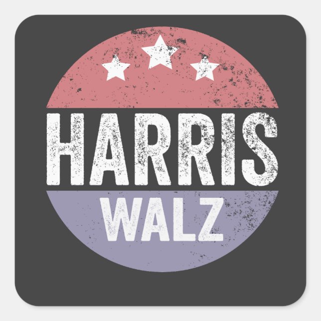 Harris Walz 2024 Wahl Kamala Tim Waltz Amerika Quadratischer Aufkleber (Vorderseite)