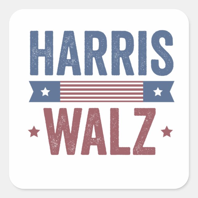 Harris Walz 2024 Wahl Kamala Tim Waltz Amerika Quadratischer Aufkleber (Vorderseite)