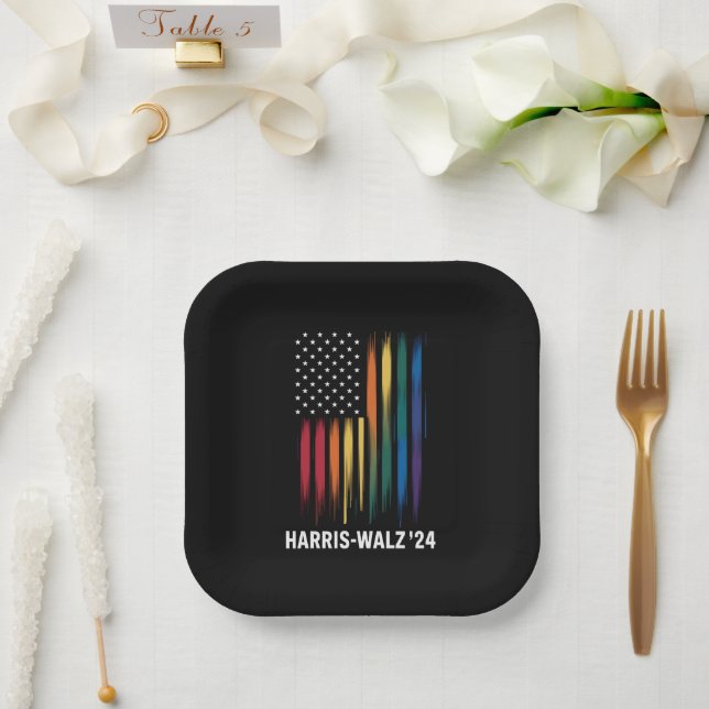 Harris Walz 2024 Wahl Kamala Tim Waltz LGBT Pappteller (Hochzeit)