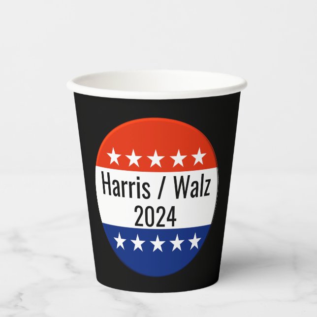 Harris Walz 2024 Wahl Pappbecher (Vorderseite)