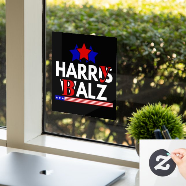 Harris Walz 24 Harry Balz 2024 Meme Democratics Fensteraufkleber (Büro)