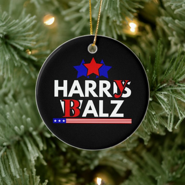 Harris Walz 24 Harry Balz 2024 Meme Democratics Keramik Ornament (Baum)