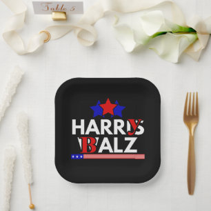 Harris Walz 24 Harry Balz 2024 Meme Demokraten Pappteller