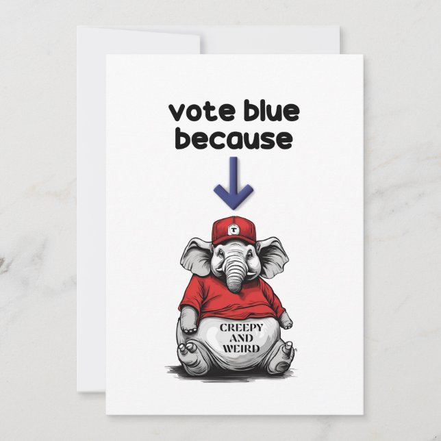 Harris/Walz, blau abstimmen, seltsamer Elefant, Wa Einladung (Vorderseite)