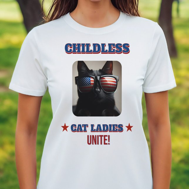 Harris Walz Childless Cat Ladys Unite Cat Foto T-Shirt (Harris Walz Childless Cat Ladies Unite Cat Photo T-Shirt)