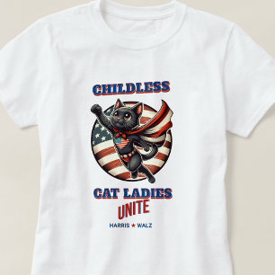 Harris Walz Childless Cat Ladys Unite Herde Cat T-Shirt