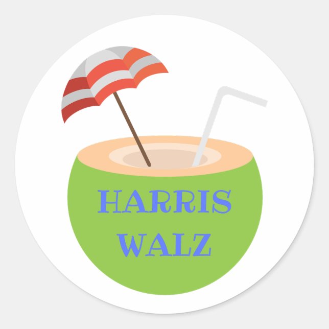 Harris Walz Cocnut Drink Sticker (Vorderseite)