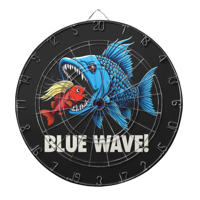 Harris Walz Election Blue Waves Democratic Fish Dartscheibe (vorne)