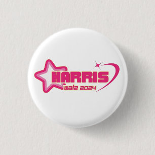 Harris Walz Girly Pink Stars und Präsident des Her Button