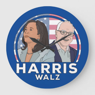 Harris Walz Große Wanduhr