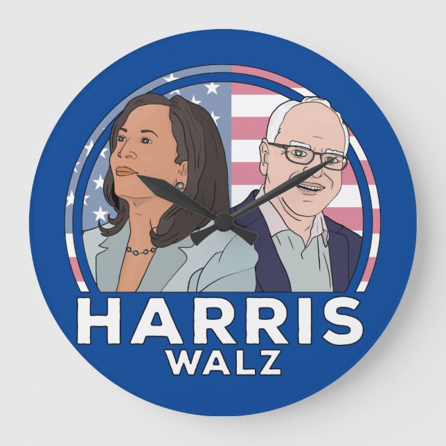 Harris Walz Große Wanduhr (Vorderseite)