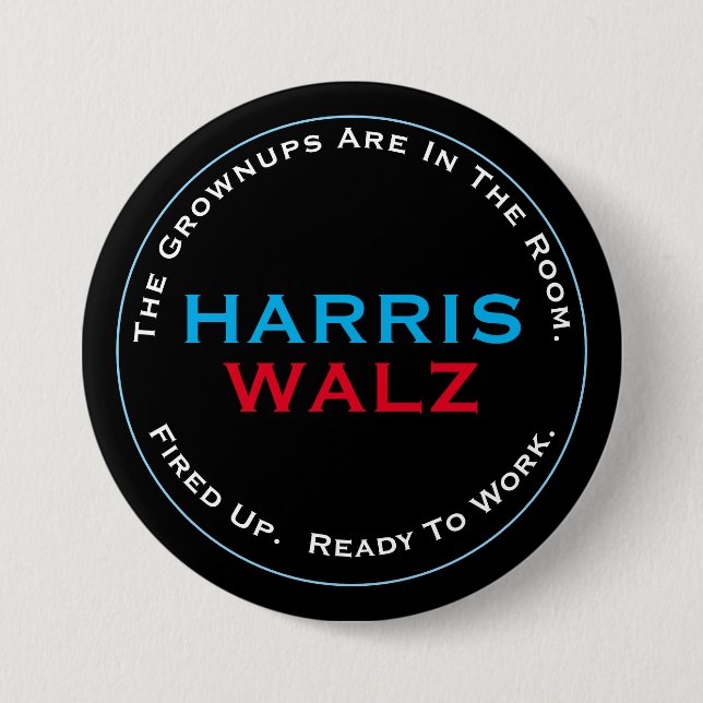 HARRIS WALZ Grownups sind bereit zur Arbeit Button (Vorderseite)