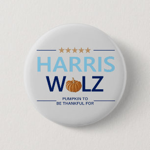 Harris Walz Halloween-Kürbis, für den man dankbar  Button