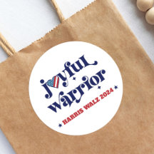 Harris Walz Joyful Warrior White USA Flag Herz