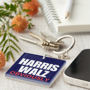 Harris Walz OBVIOUSLY   Harris Walz 2024 offensich Schlüsselanhänger