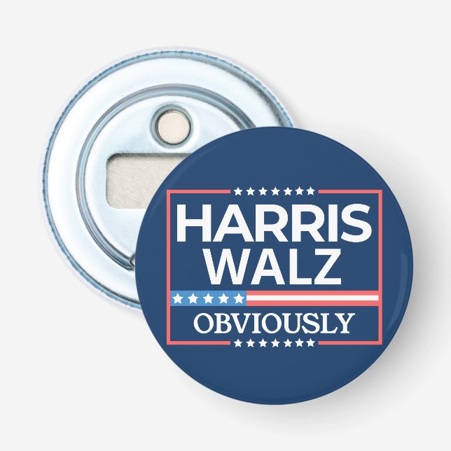 Harris Walz. Offensichtlich. Kamala Harris Tim Wal Flaschenöffner (Vorderseite)