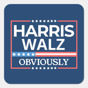 Harris Walz. Offensichtlich. Kamala Harris Tim Wal Quadratischer Aufkleber