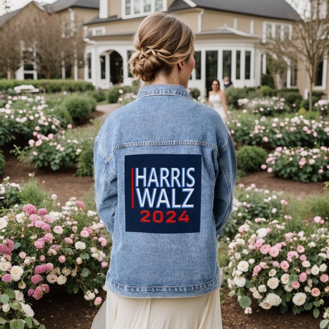 Harris Walz Präsidentschaftswahl 2024 Jeansjacke (Hochzeit Rückseite)