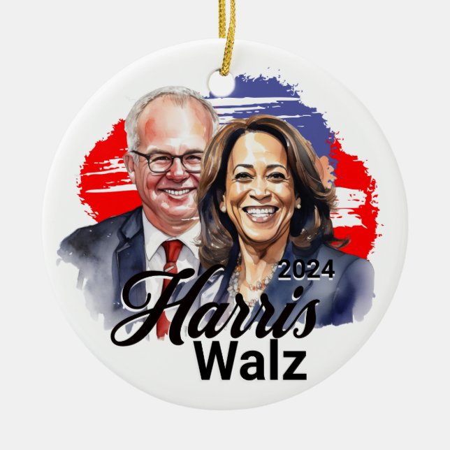 Harris Walz Präsidentschaftswahl 2024 Keramik Ornament (Vorne)