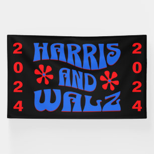 Harris & Walz Retro Blume Banner