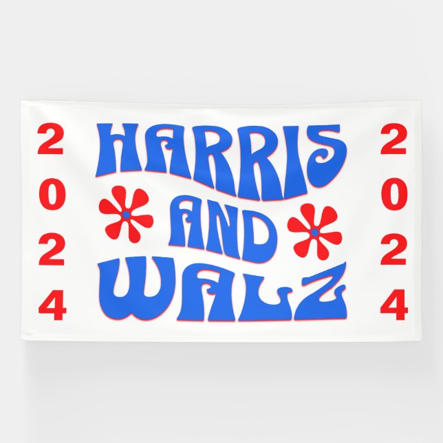 Harris & Walz Retro Blume Banner (Horizontal)
