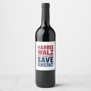 Harris Walz Rette Demokratie Weinetikett