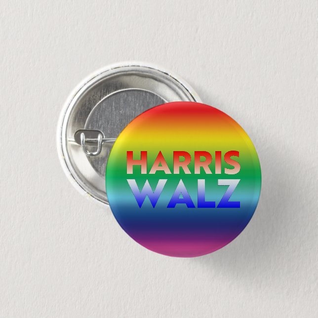 Harris Walz Rot-Blau-Regenbogen-Steigung Button (Vorne & Hinten)
