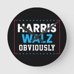 Harris Walz Runde Wanduhr