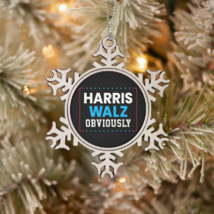 Harris Walz Schneeflocken Zinn-Ornament