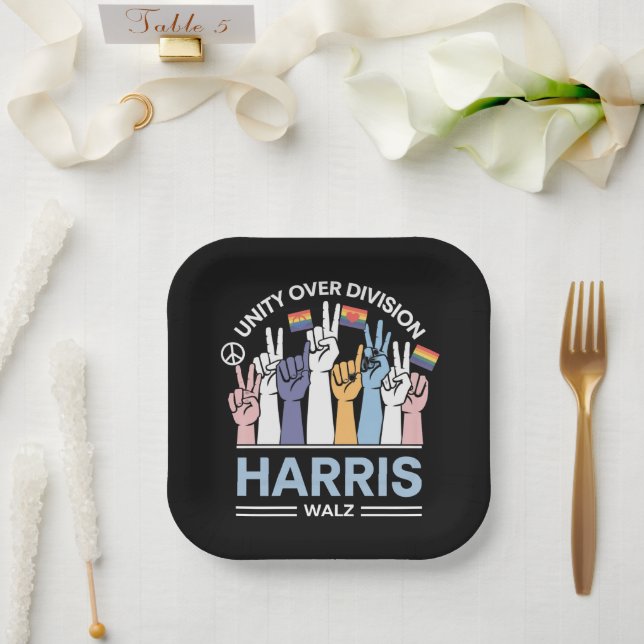 Harris Walz Waltz 2024 Einheitsabteilung Pappteller (Hochzeit)