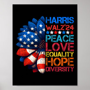 Harris Wheimer 2024 Peace Liebe Equality Hope Dive Poster