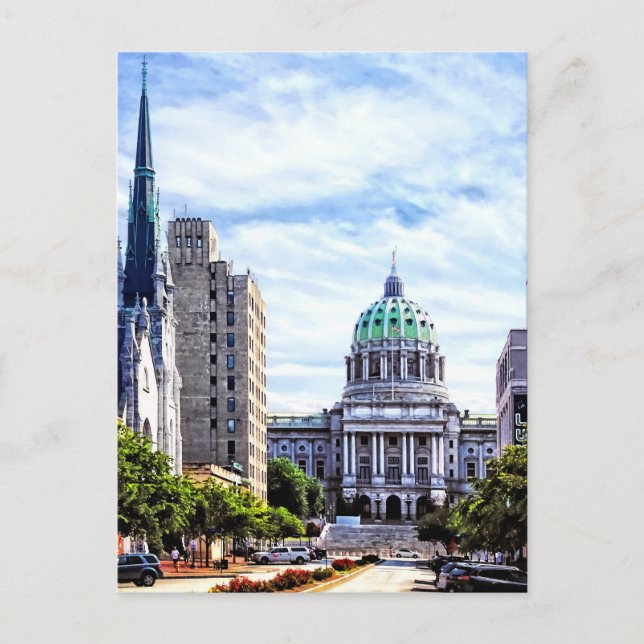 Harrisburg PA - Hauptstadt aus der Staat Street Postkarte (Vorderseite)