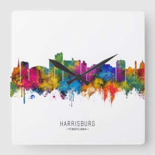 Harrisburg Pennsylvania Skyline Quadratische Wanduhr