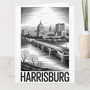Harrisburg Pennsylvania Skyline Schwarz Weiß Karte