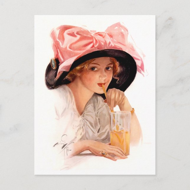 Harrison Fisher: Erfrischung Postkarte (Vorderseite)