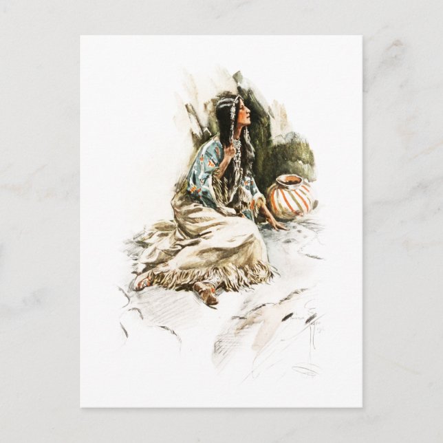 Harrison Fisher Song Hiawatha Red Indian Squaw 1 Postkarte (Vorderseite)
