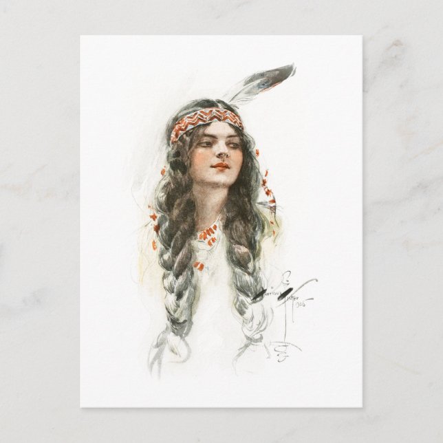 Harrison Fisher Song von Hiawatha Minnehaha Postkarte (Vorderseite)