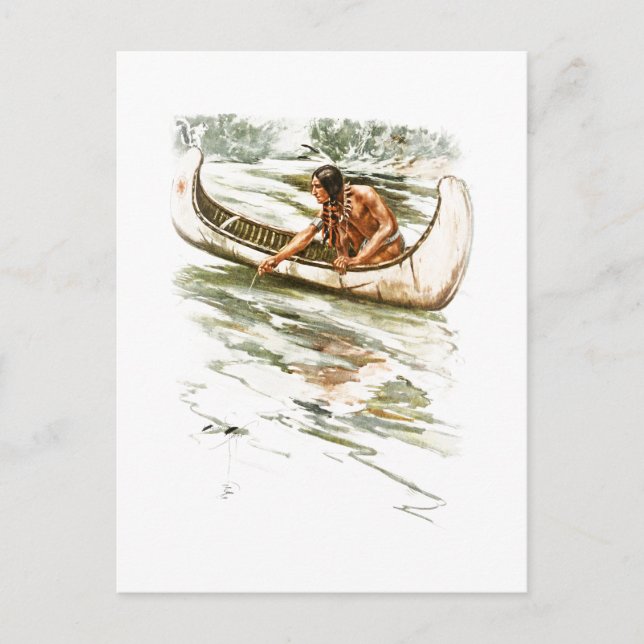 Harrison Fisher Song von Hiawatha Red Indian Canoe Postkarte (Vorderseite)