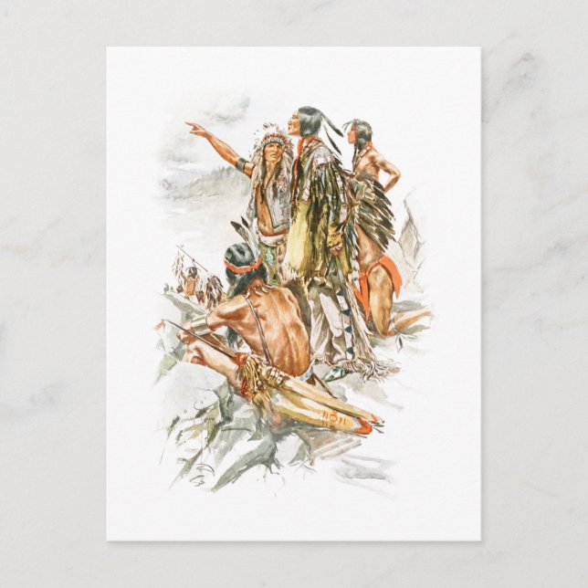 Harrison Fisher Song von Hiawatha To the Mountains Postkarte (Vorderseite)