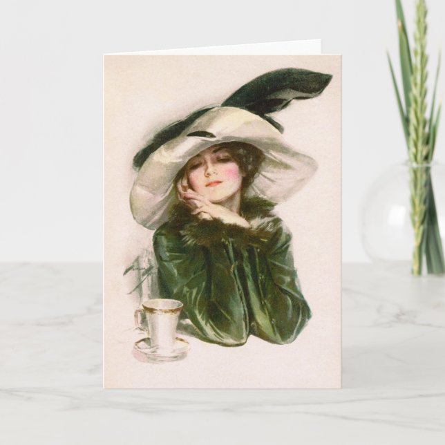 Harrison Fisher's "Contentment" & Kaffeegenehmigun Karte (Vorderseite)