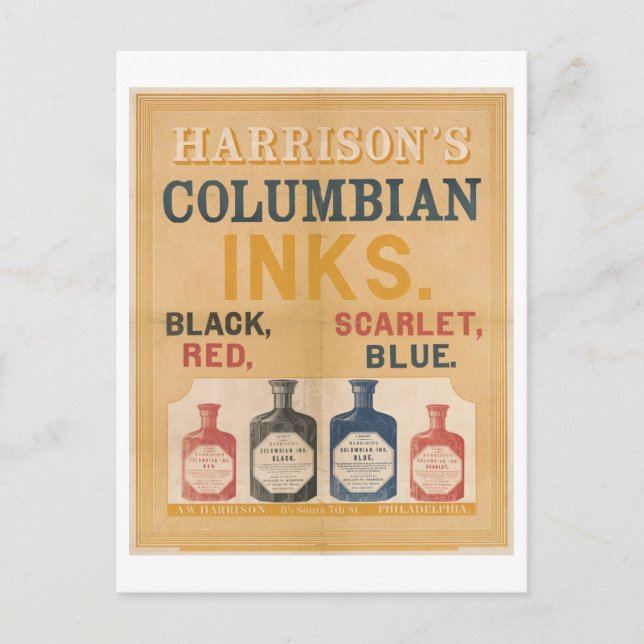 Harrison's Columbian Tinte Vintage Werbung Postkarte (Vorderseite)