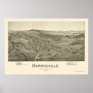 Harrisville, WV Panorama Karte - 1899 Poster