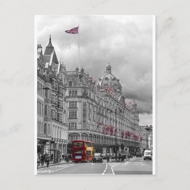 Harrods of Knightsbridge bw hdr Postkarte (Vorderseite)
