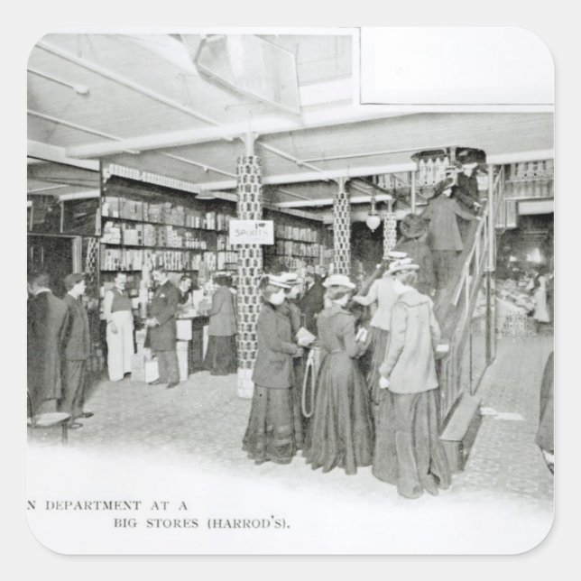 Harrods Provivision Department, c.1901 Quadratischer Aufkleber (Vorderseite)