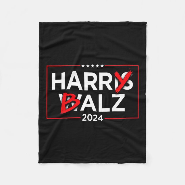 Harry B Kamala Harris und Tim W 2024 Fleecedecke (Vorderseite)