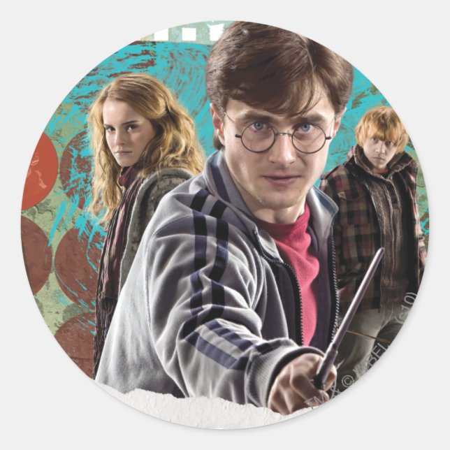 Harry, Hermione und Ron 1 Runder Aufkleber (Vorderseite)