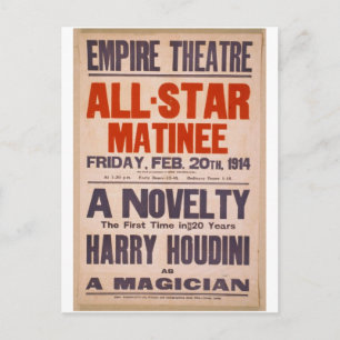 Harry Houdini als Retro-Theater "A Magician" Postkarte