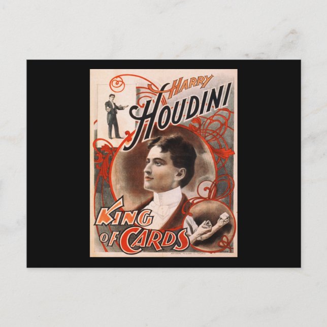 Harry Houdini King of Cards Postkarte (Vorderseite)