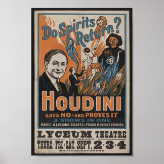 Harry Houdini Vintag Magician Performance Poster