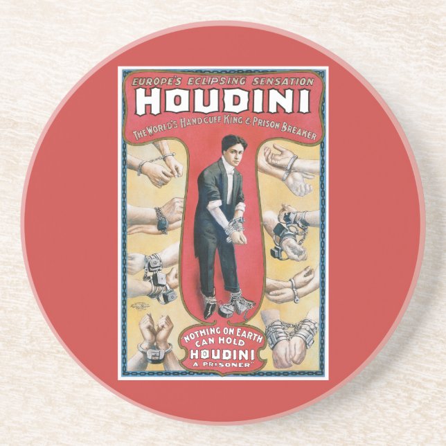 Harry Houdini Vintag Magician Poster Getränkeuntersetzer (Vorne)